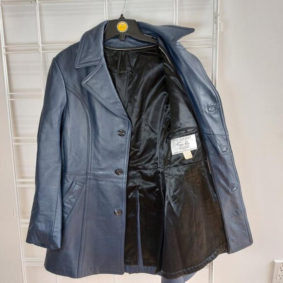 Vintage Canadian Navy Leather Coat - Picture 5 of 5